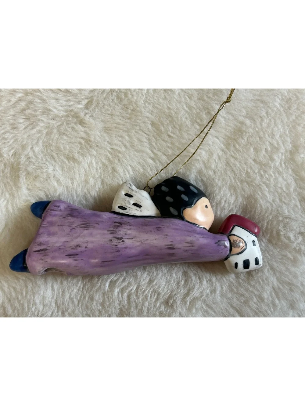 Hand-Painted Ceramic Angel Ornament with House